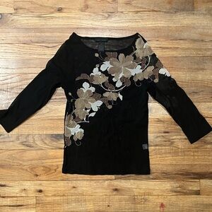 The Limited Black and Brown Floral Blouse